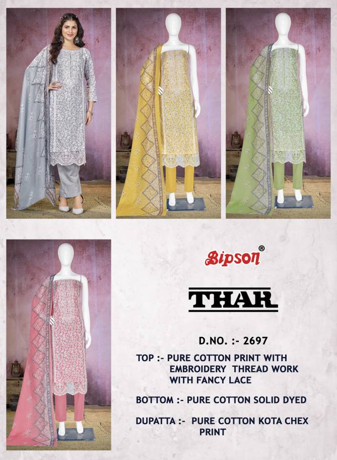 Thar 2697 By Bipson Embroidery Pure Cotton Dress Material Wholesale Market In Surat